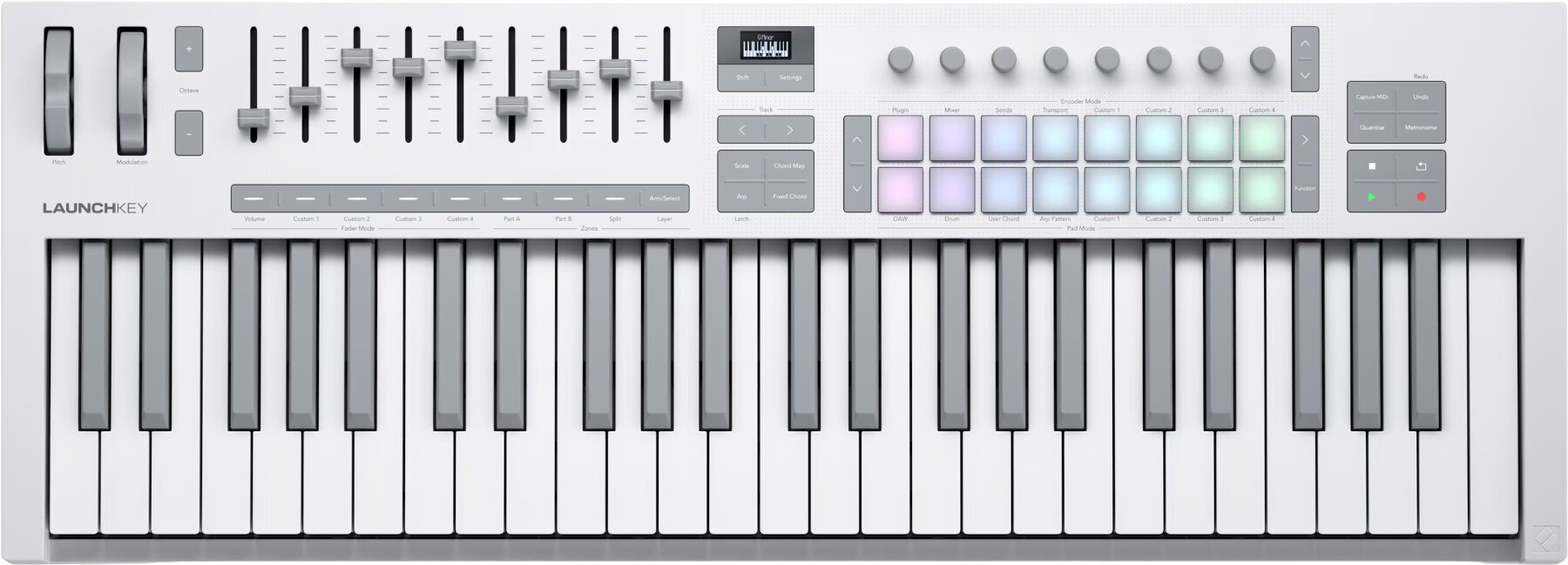 Klawiatury sterujące 49 klawiszy Novation Launchkey 49 MK4 Klawiatury sterujące 49 klawiszy White