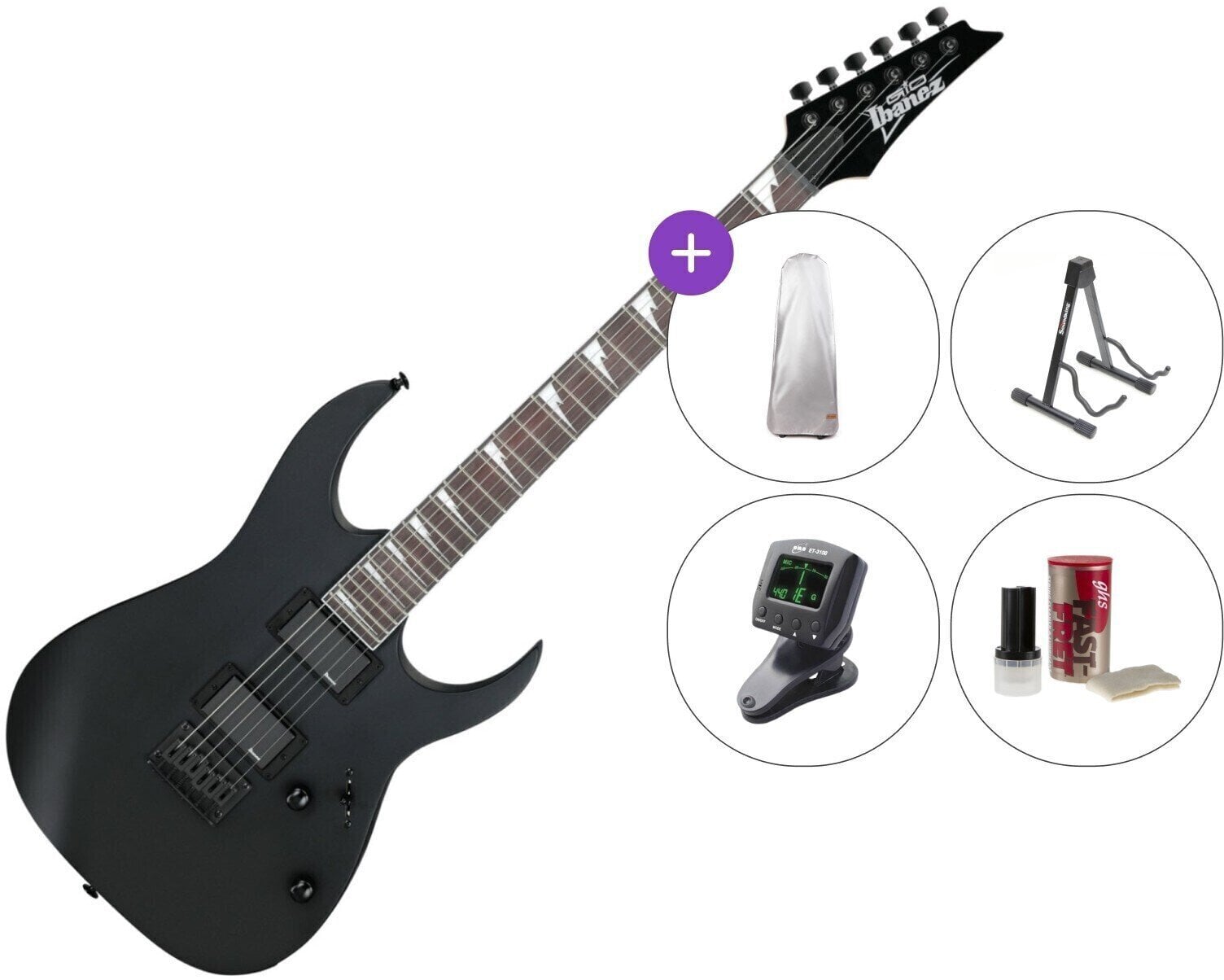 Guitarra elétrica Ibanez GRG121DX SET Black Flat Guitarra elétrica