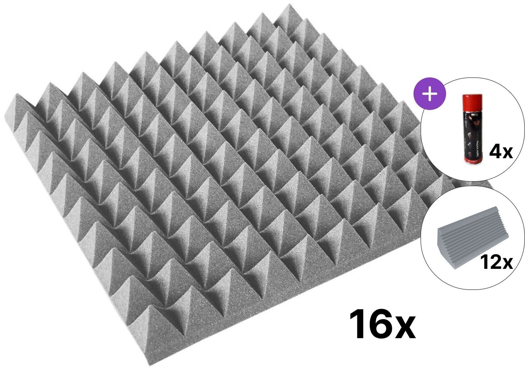 Chłonny panel piankowy Mega Acoustic PA-PMP-5 50x50x5 Room SET Light Grey Chłonny panel piankowy