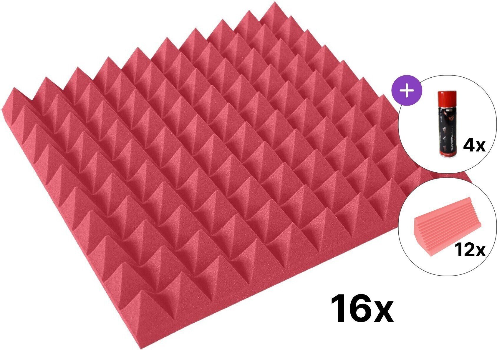 Absorpční penový panel Mega Acoustic PA-PMP-5 50x50x5 Room SET Brick Absorpční penový panel