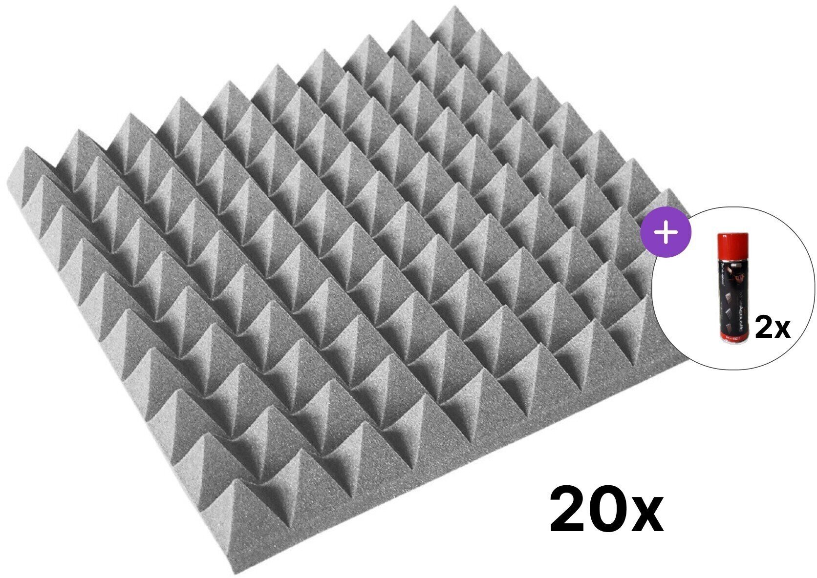 Absorbent Schaumstoffplatte Mega Acoustic PA-PMP-5 50x50x5 SET 3 Light Grey Absorbent Schaumstoffplatte