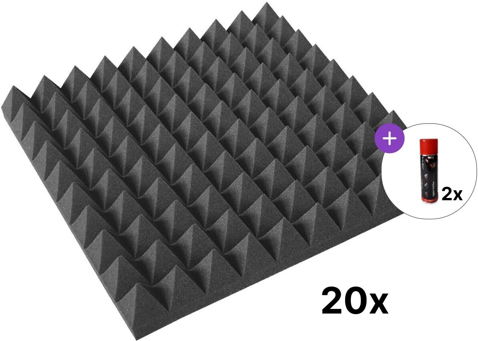 Absorbent Schaumstoffplatte Mega Acoustic PA-PMP-5 50x50x5 SET 3 Dark Grey Absorbent Schaumstoffplatte