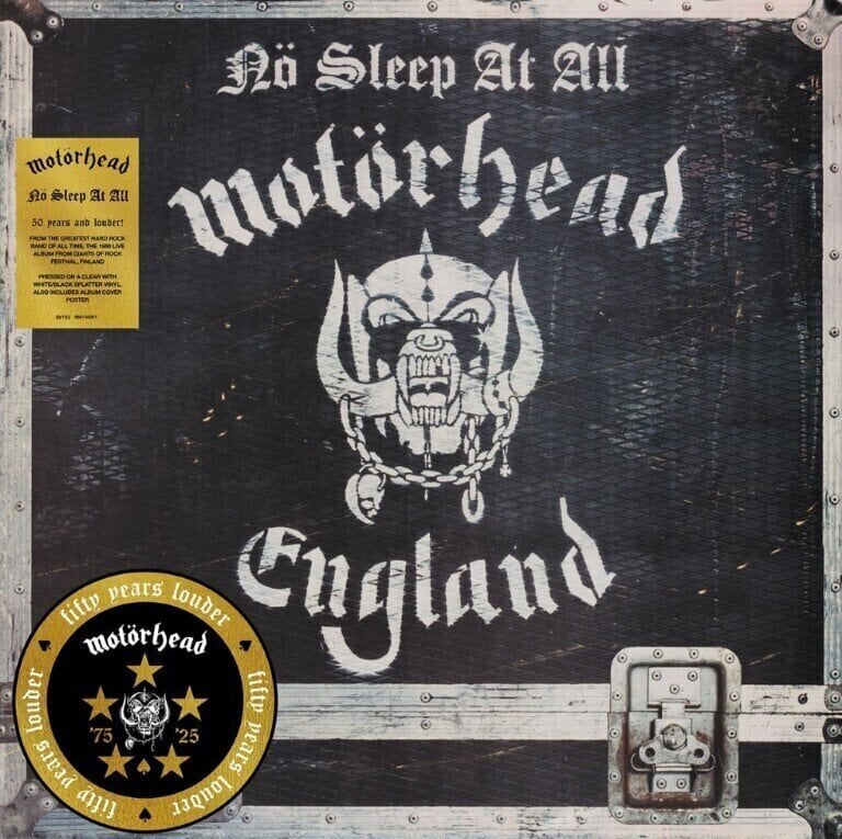 Vinylskiva Motörhead - No Sleep At All (50th Anniversary) (Poster) (Clear & Black Splatter Coloured) (LP)