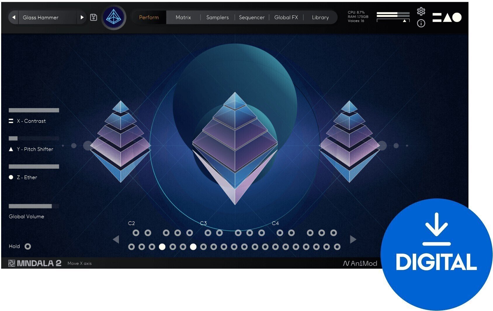 Studijski software plug-in efekt Mntra Instruments Pyramids (Digitalni izdelek)