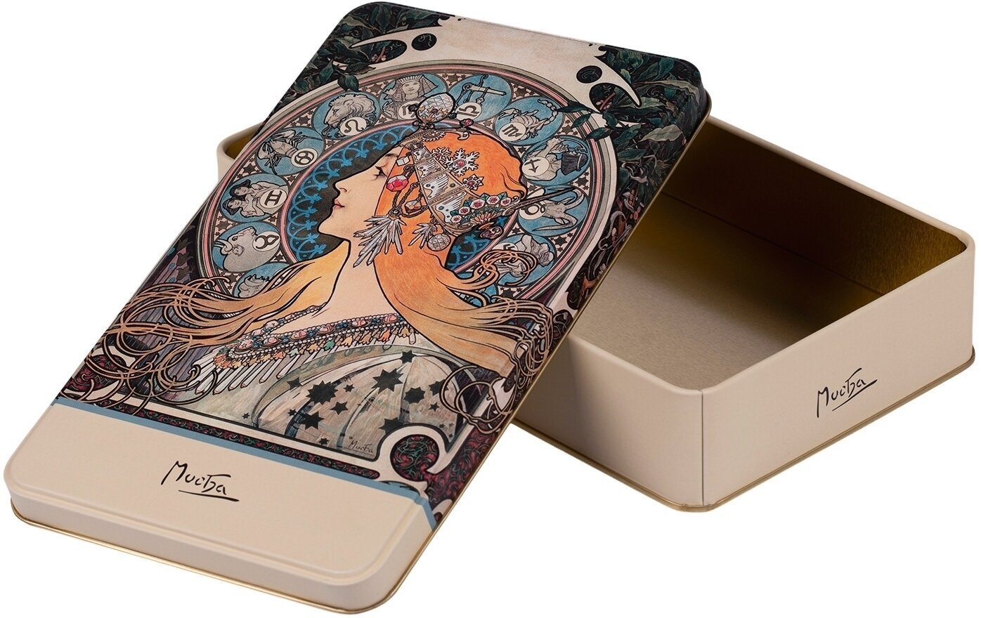 Zubehör NOTIQUE Alfons Mucha Blechdose Tierkreis 24 x 14 x 4 cm