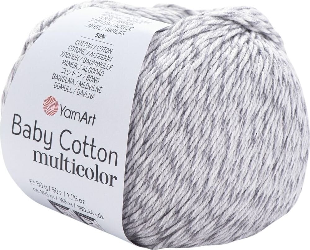 Pređa za pletenje Yarn Art Baby Cotton Multicolor 5202 Grey White Pređa za pletenje