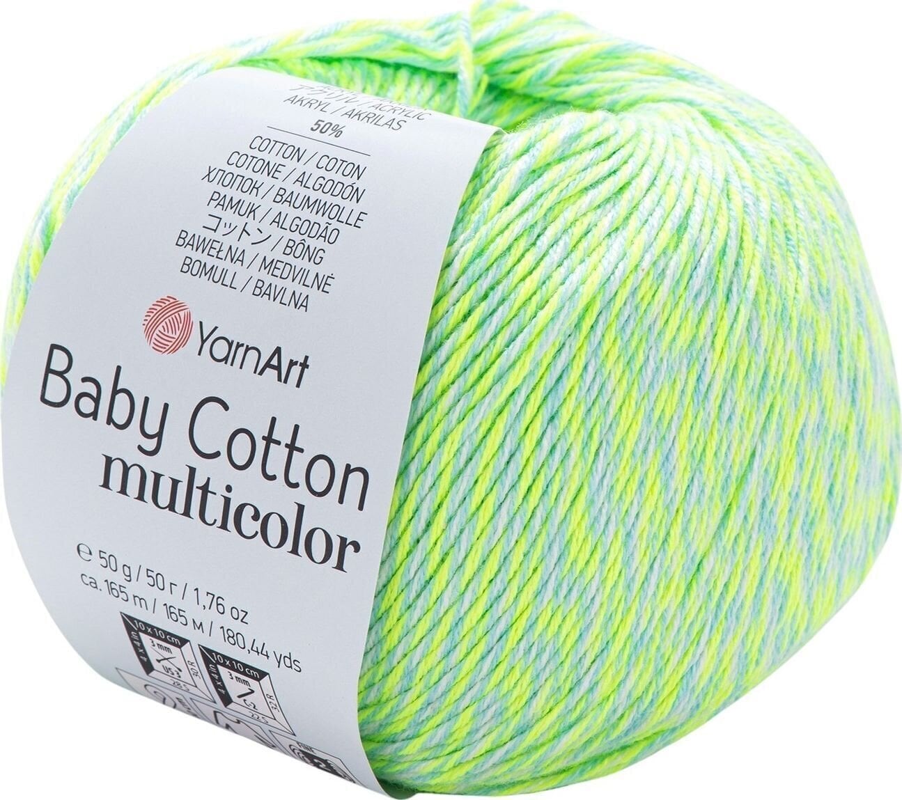 Pređa za pletenje Yarn Art Baby Cotton Multicolor 5206 Neon Green Pređa za pletenje