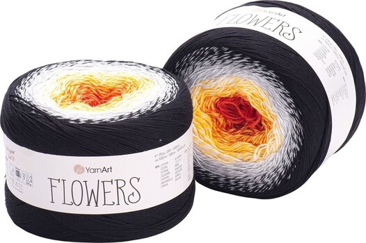 Pletilna preja Yarn Art Flowers 259 Black White Orange Pletilna preja - 1