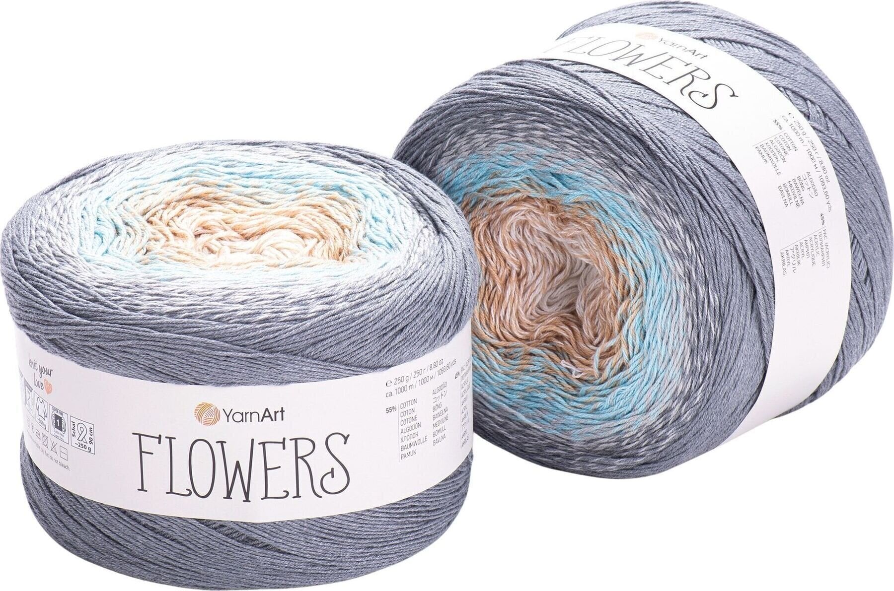Pletilna preja Yarn Art Flowers 268 Grey Blue Pletilna preja