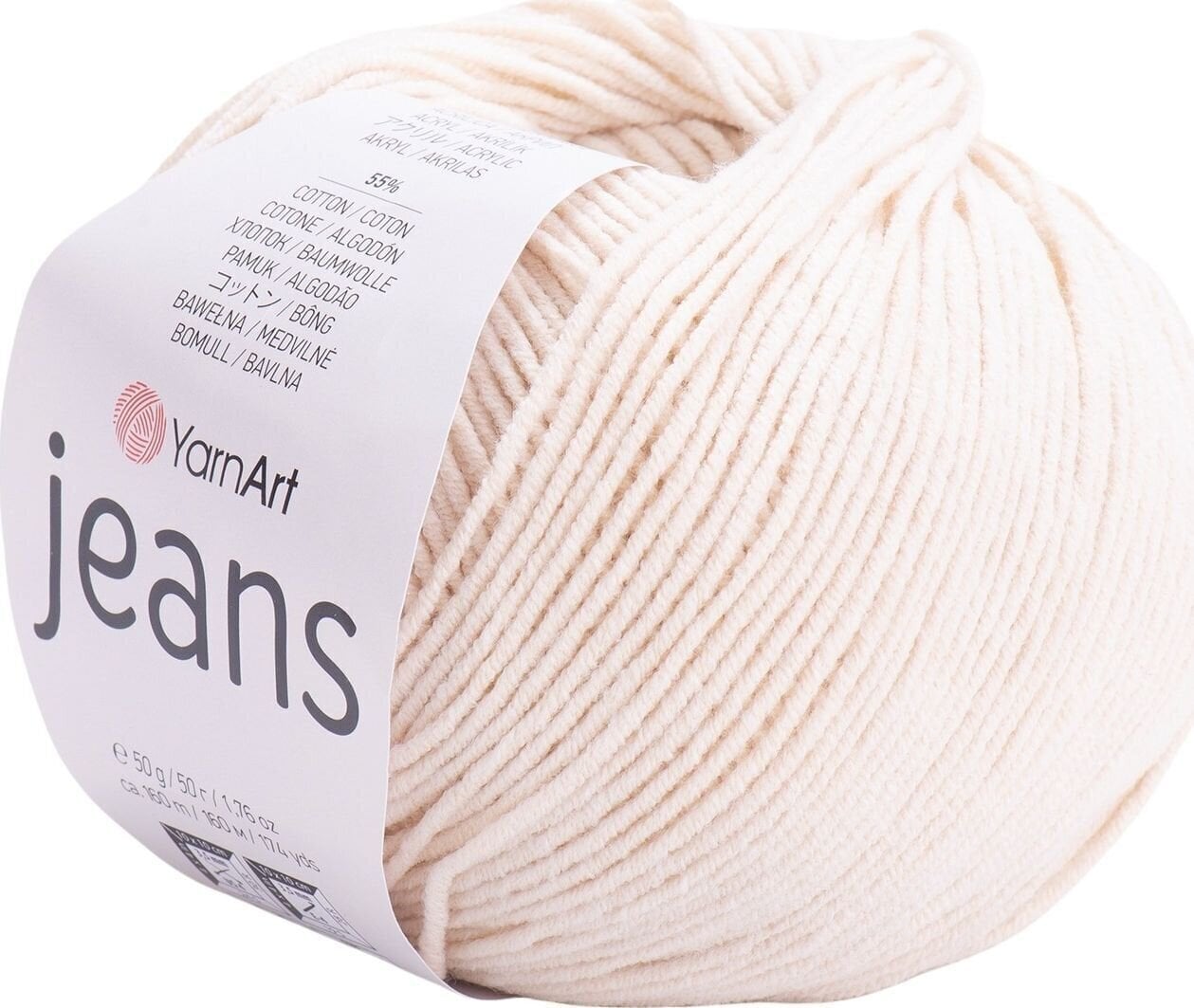 Pređa za pletenje Yarn Art Jeans 05 Cream Pređa za pletenje