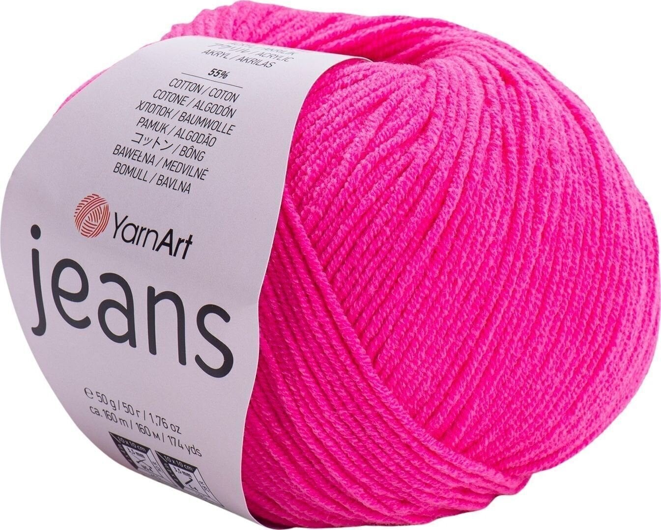 Плетива прежда Yarn Art Jeans 59 Neon Pink Плетива прежда