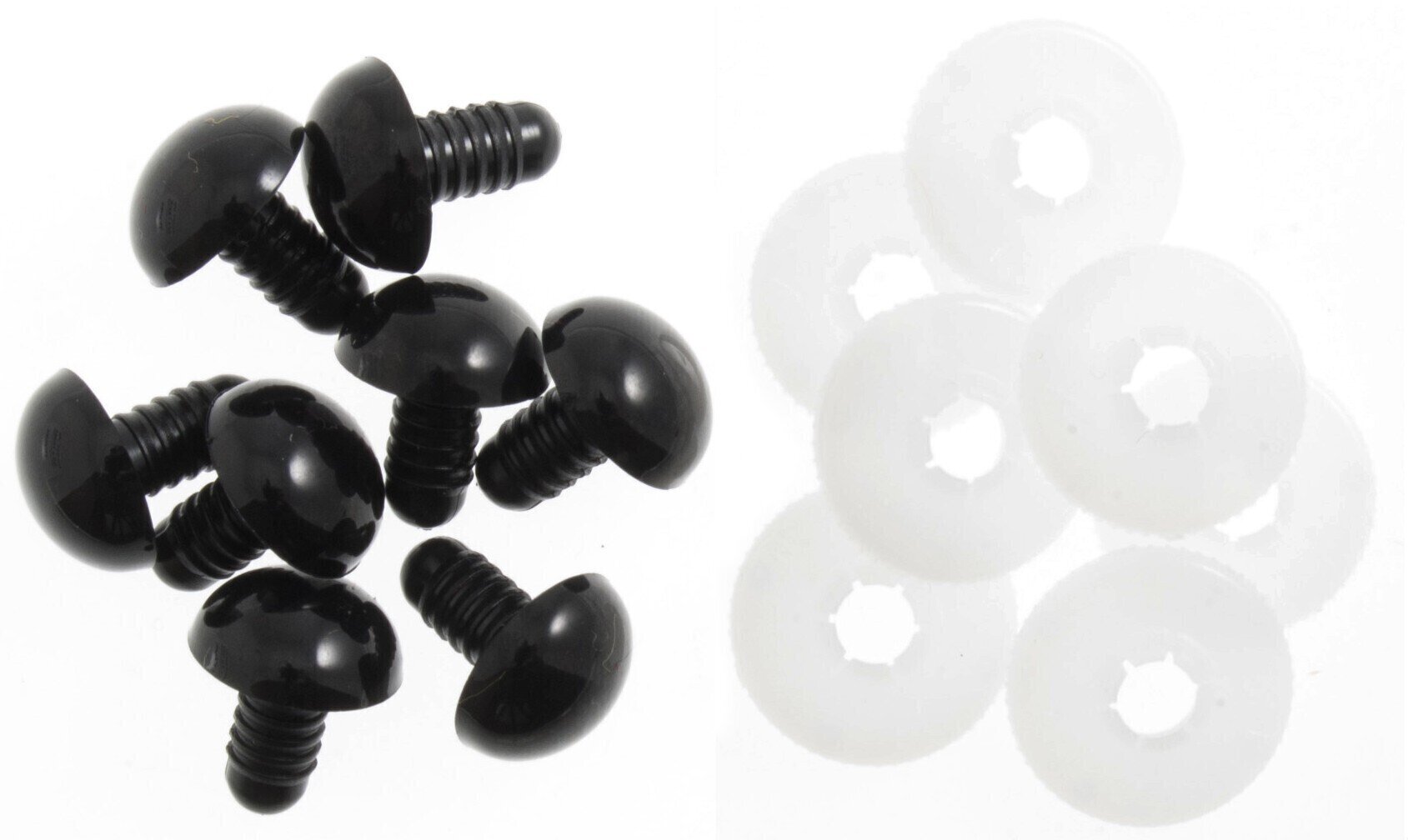 Oči/Nos za igračke Woolkie Toolkie Black Eyes For Toys 6 mm-9 mm-12 mm-15 mm