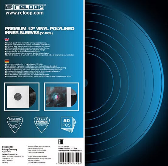 Taske/kuffert til LP-plader Reloop Premium 12" Sleeve 50 White
