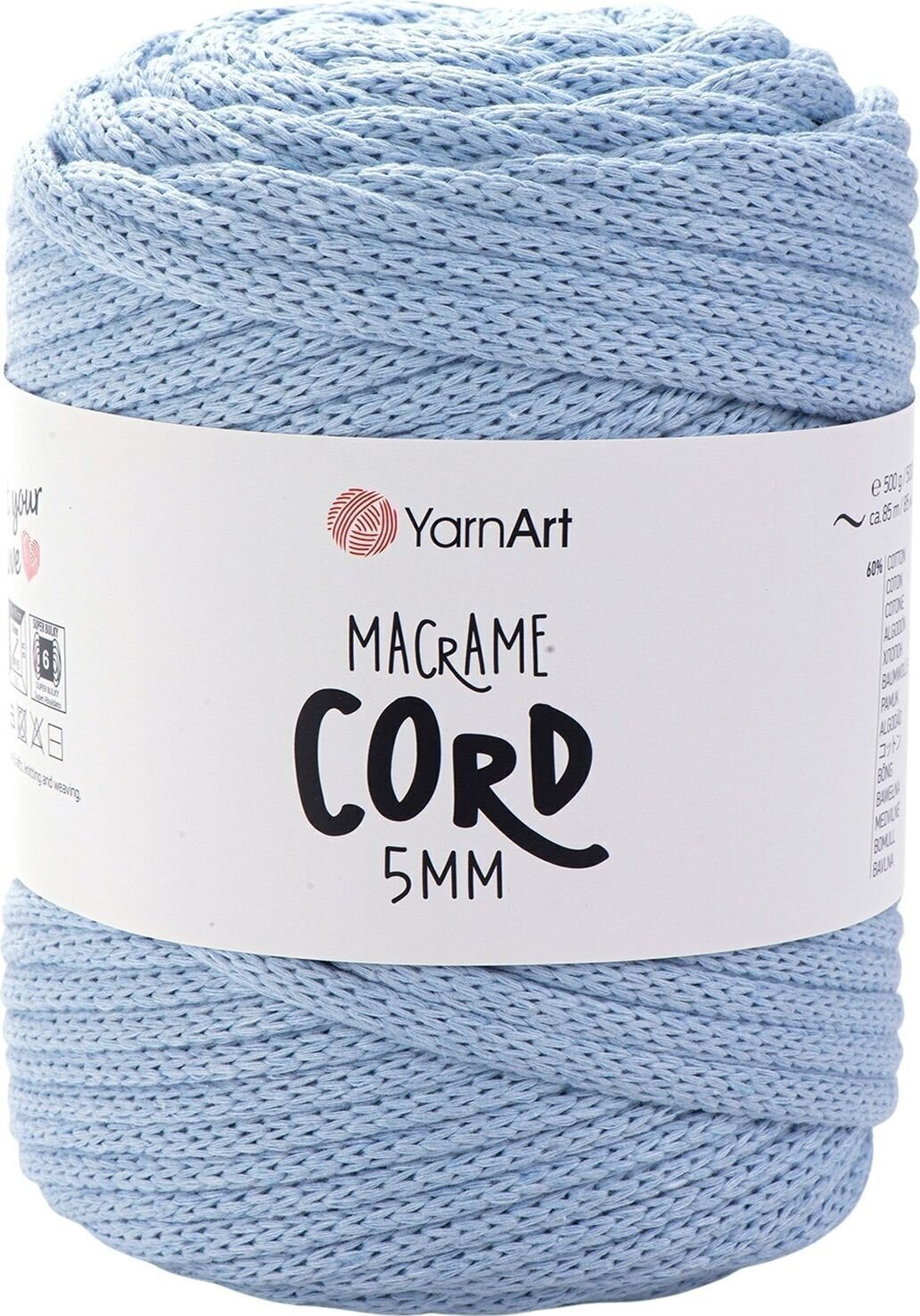 Vrvica Yarn Art Macrame Cord 5 mm 85 m 760 Light Blue Vrvica