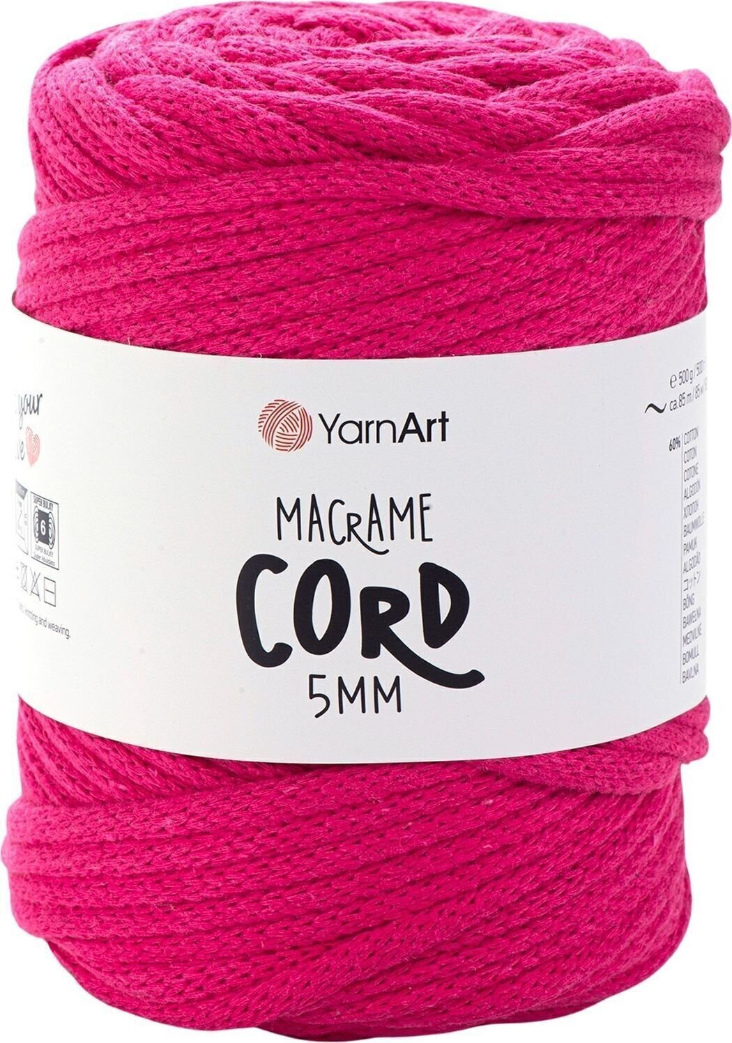 Šňůra  Yarn Art Macrame Cord 5 mm 85 m 771 Pink Šňůra 