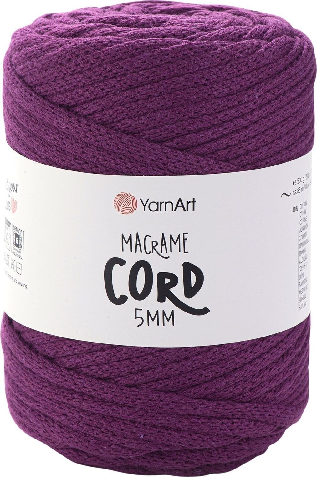 Šňůra  Yarn Art Macrame Cord 5 mm 85 m 777 Magenta Šňůra 