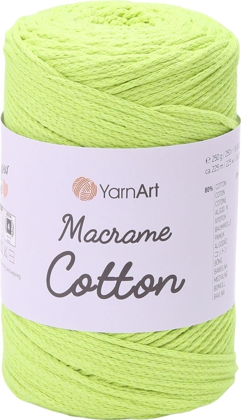 Cord Yarn Art Macrame Cotton 2 mm 225 m 801 Lime Cord