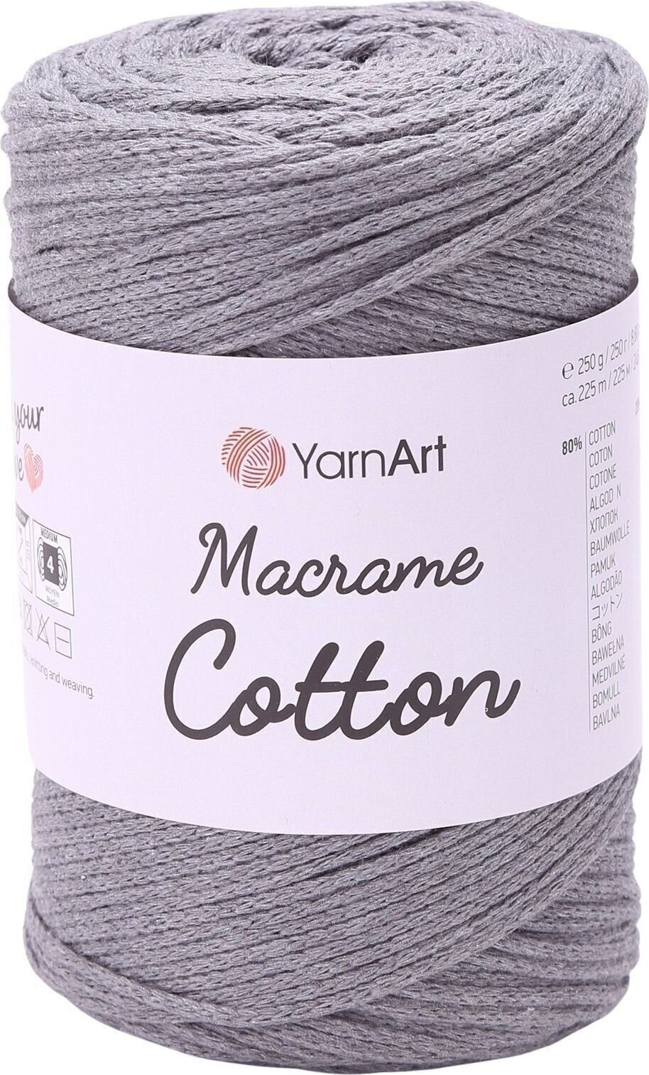 Šňůra  Yarn Art Macrame Cotton 2 mm 225 m 774 Gray Šňůra 