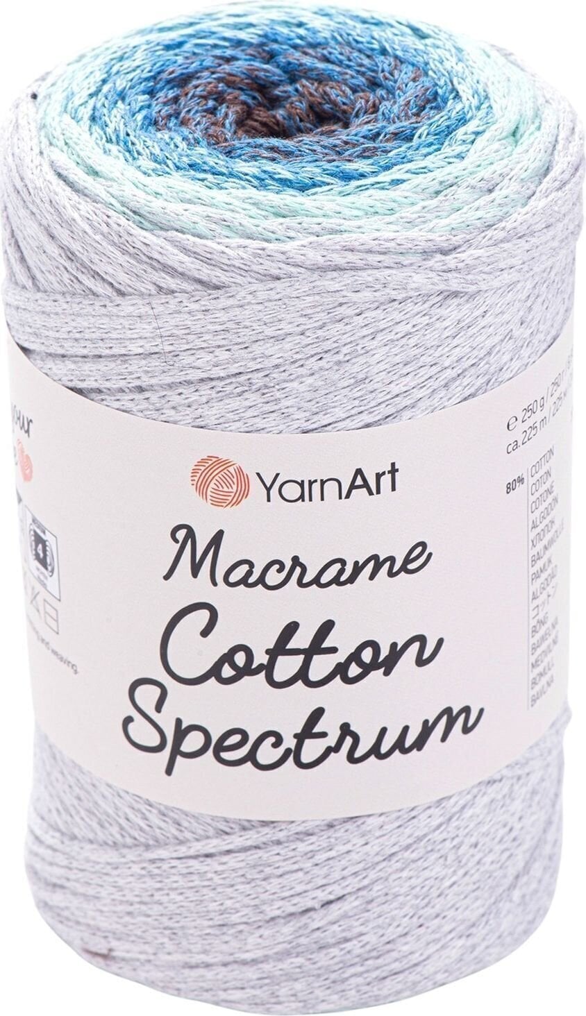 Corda  Yarn Art Macrame Cotton Spectrum 225 m 1304 Grey Blue Corda 