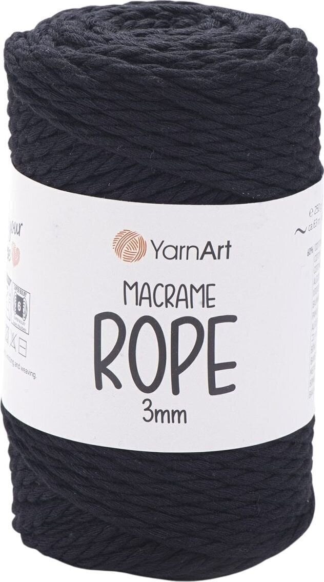 Konac Yarn Art Macrame Rope 3 mm 63 m 750 Black Konac