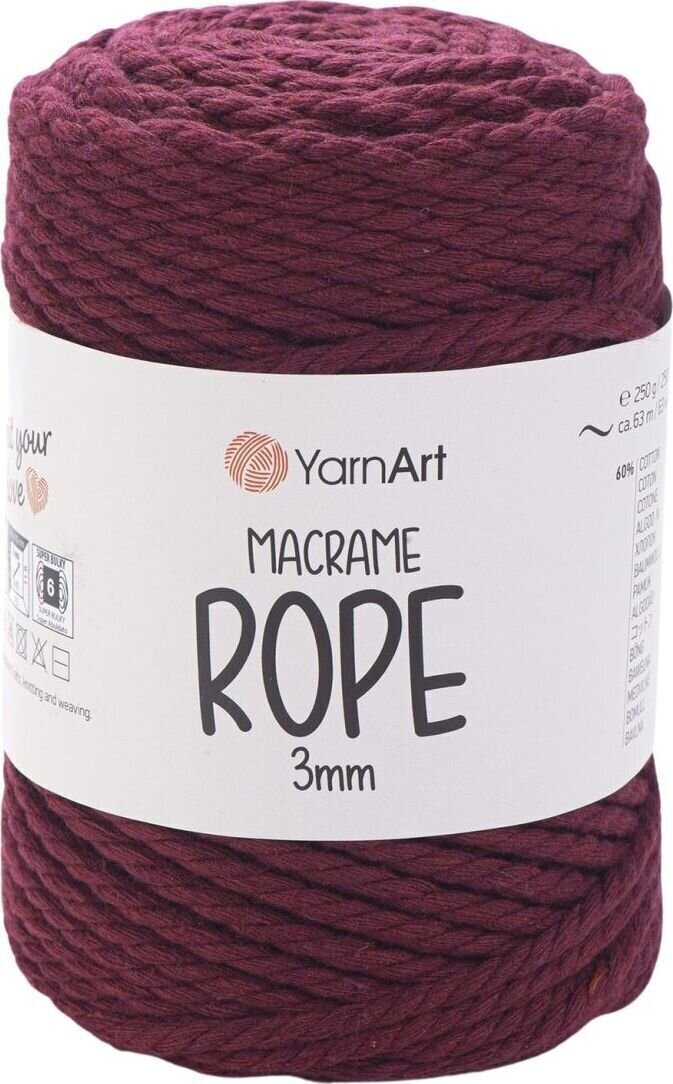Мотузка Yarn Art Macrame Rope 3 мм 63 m 781 Dark Pink Мотузка