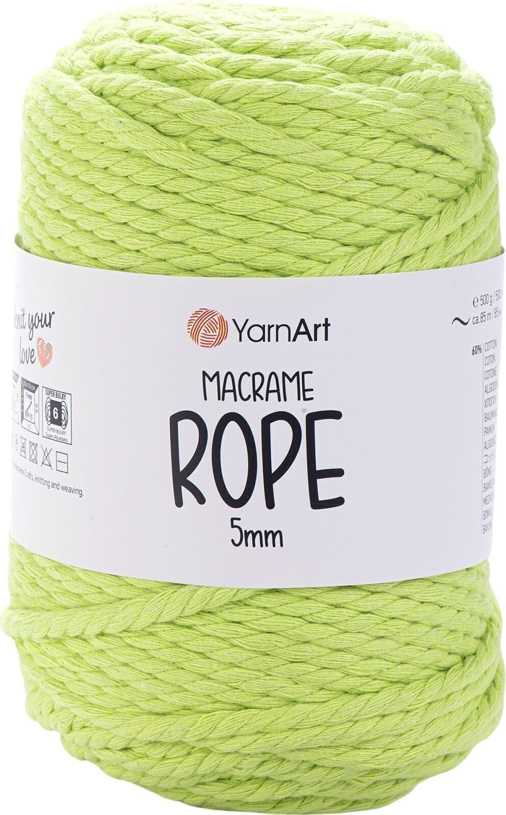 Nöör Yarn Art Macrame Rope 5 mm 85 m 755 Light Green Nöör