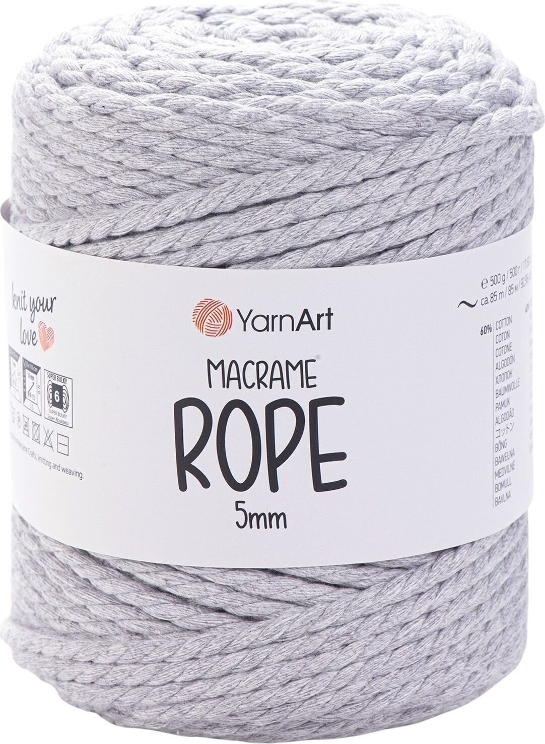 Konac Yarn Art Macrame Rope 5 mm 85 m 756 Light Grey Konac