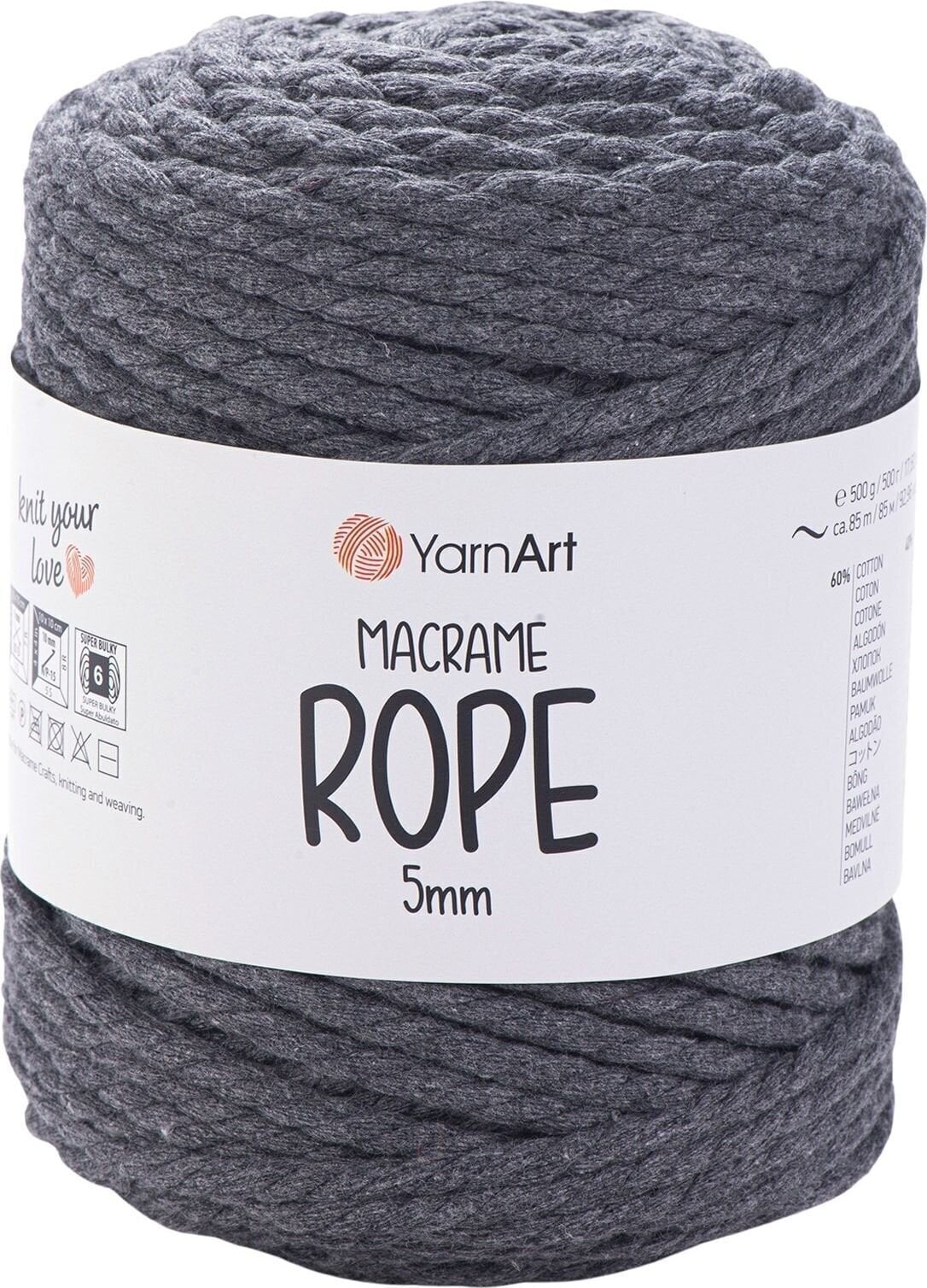 Corda  Yarn Art Macrame Rope 5 mm 85 m 758 Dark Grey Corda 
