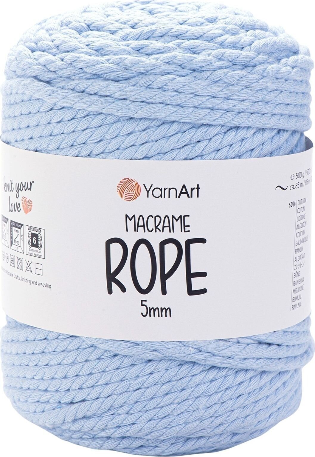 Yarn Art Macrame Rope 5 mm 85 m 760 Baby Blue Špagát