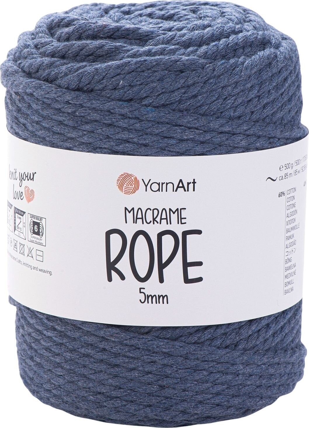 Vrvica Yarn Art Macrame Rope 5 mm 85 m 761 Navy Blue Vrvica