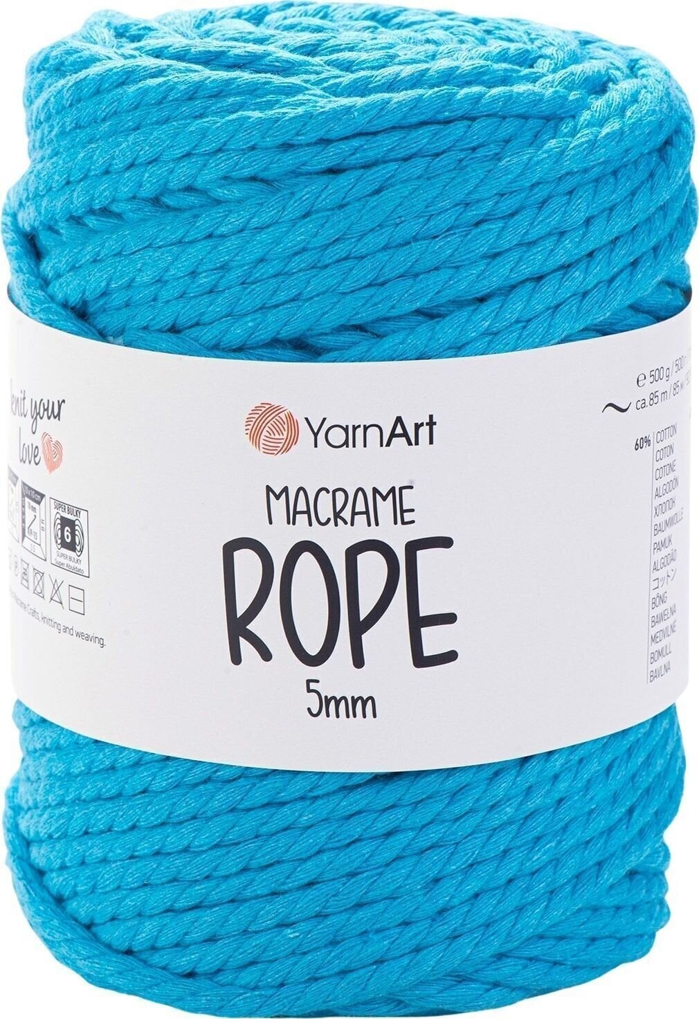 Konac Yarn Art Macrame Rope 5 mm 85 m 763 Turquoise Konac