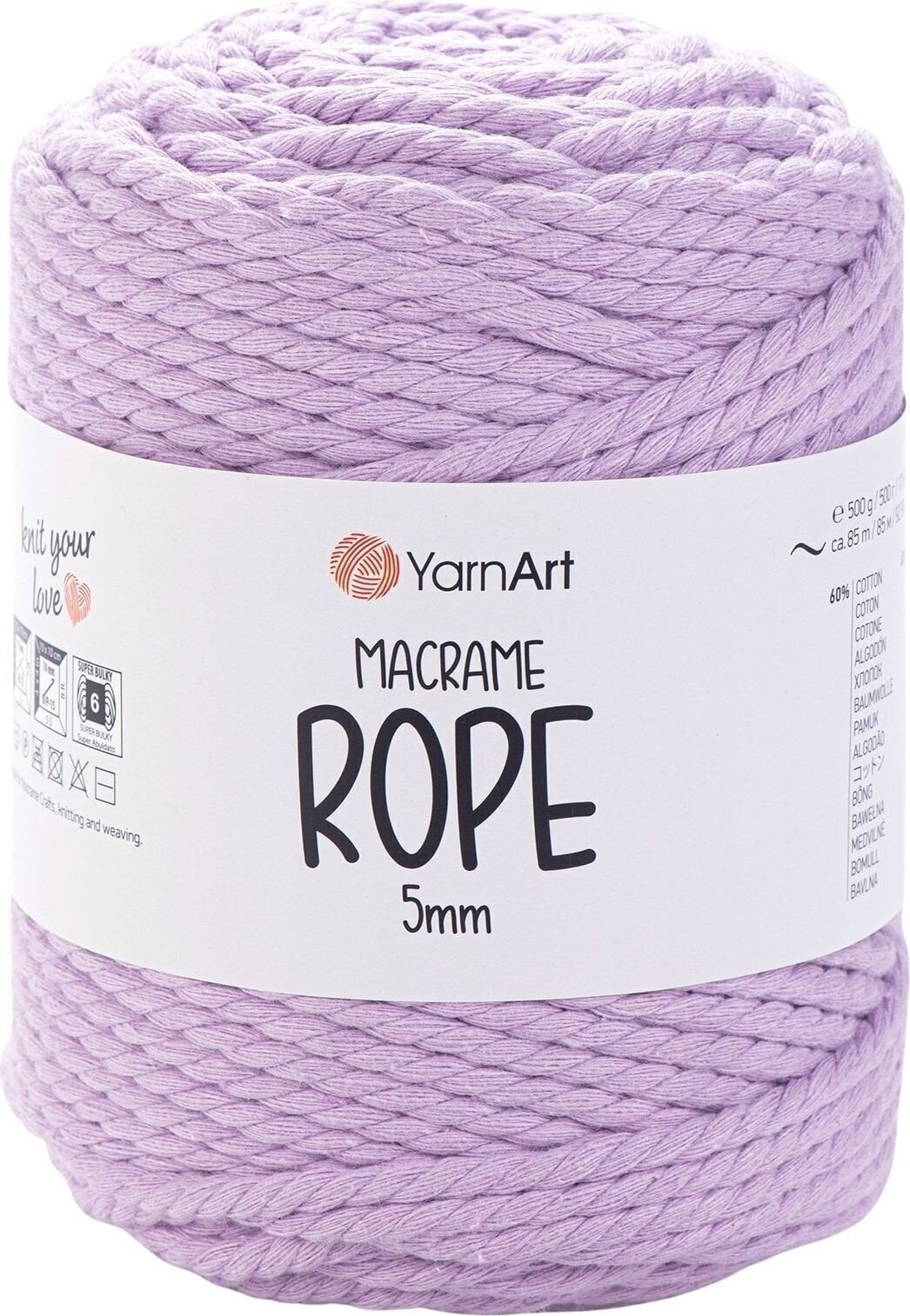 Cordon Yarn Art Macrame Rope 5 mm 85 m 765 Lilac Cordon