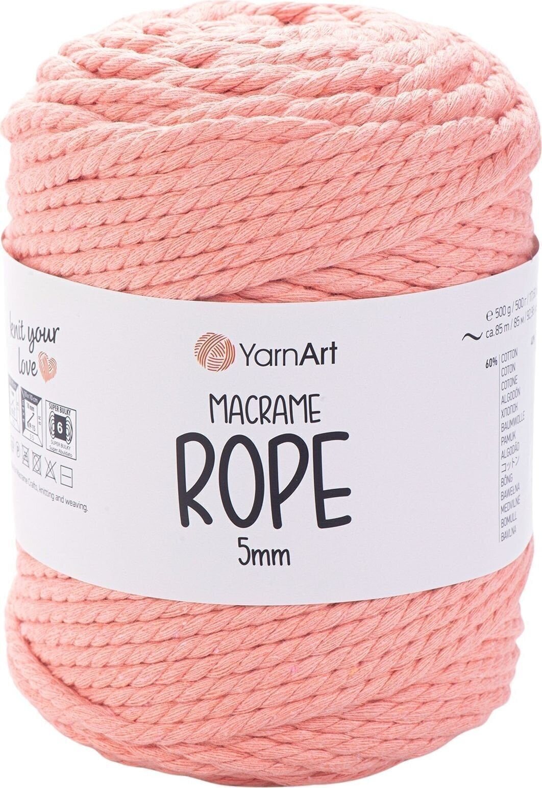 Schnur Yarn Art Macrame Rope 5 mm 85 m 767 Coral Schnur