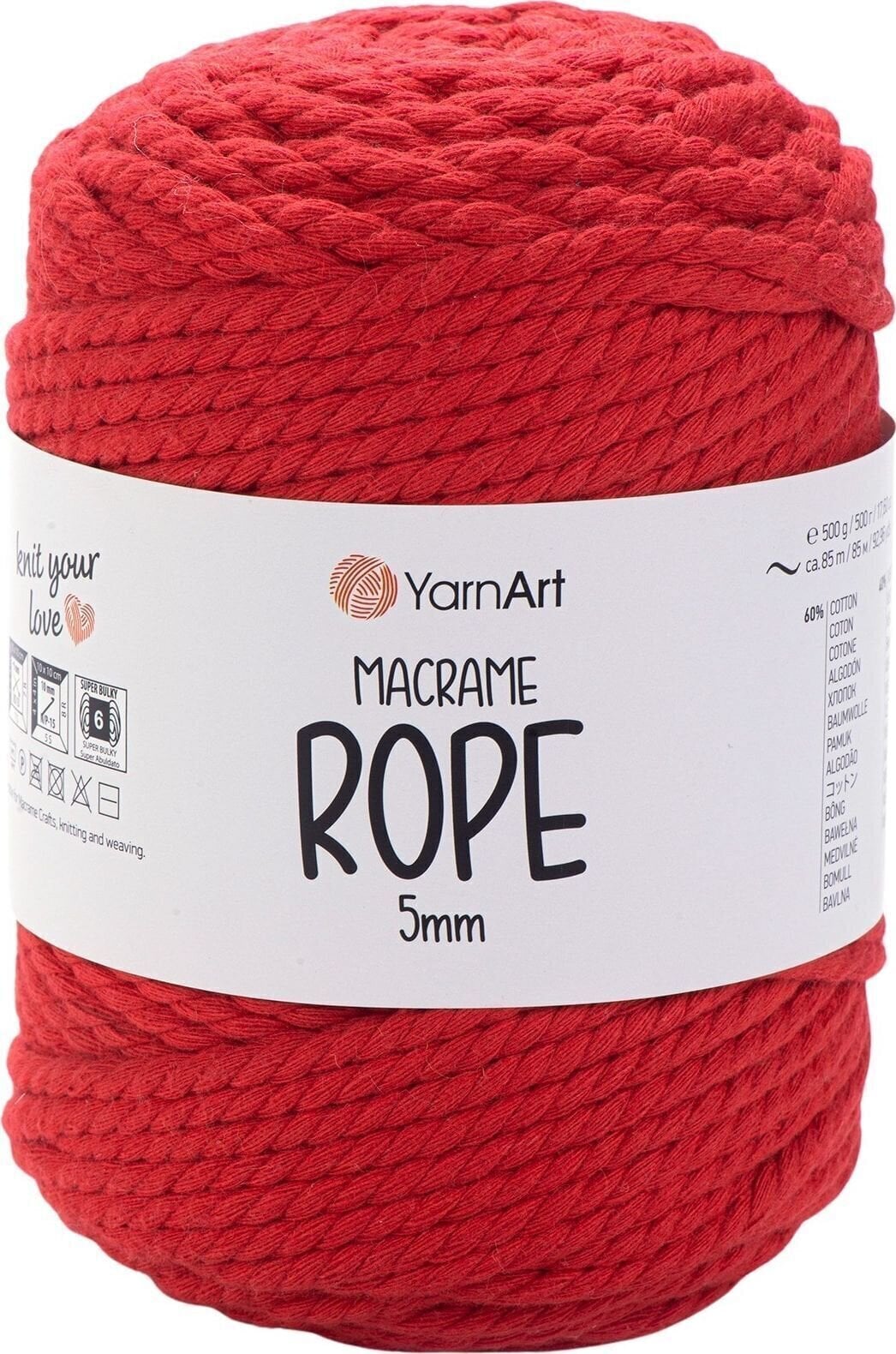 Kanap Yarn Art Macrame Rope 5 mm 85 m 773 Red Kanap
