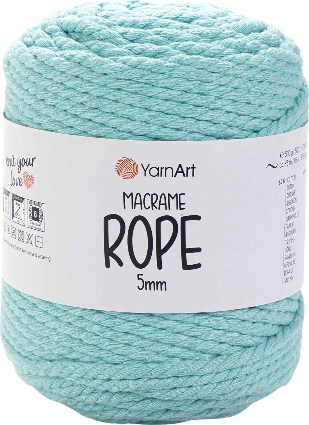 Мотузка Yarn Art Macrame Rope 5 мм 85 m 775 Mint Мотузка