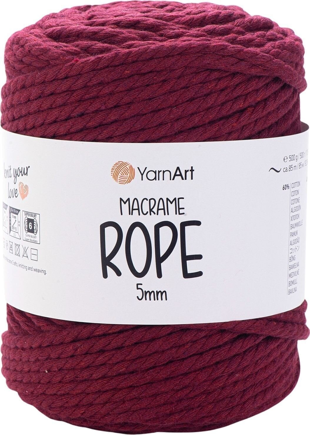 Konac Yarn Art Macrame Rope 5 mm 85 m 781 Burgundy Konac