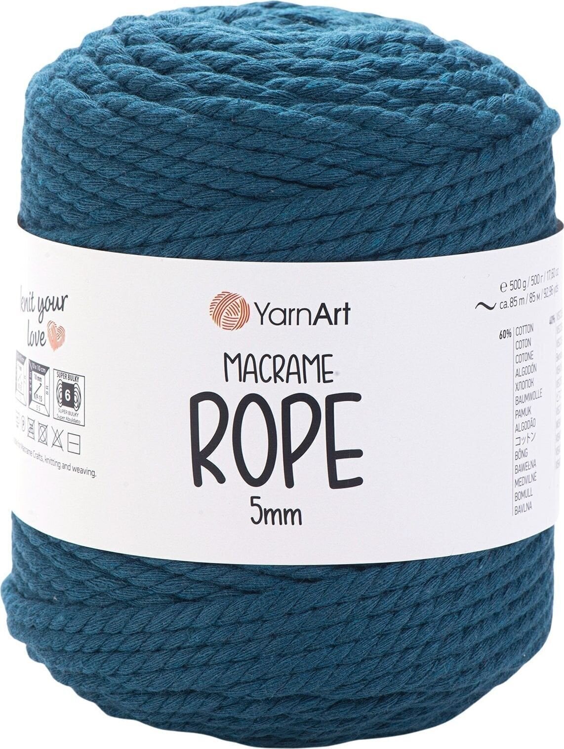 Konac Yarn Art Macrame Rope 5 mm 85 m 789 Blueish Konac