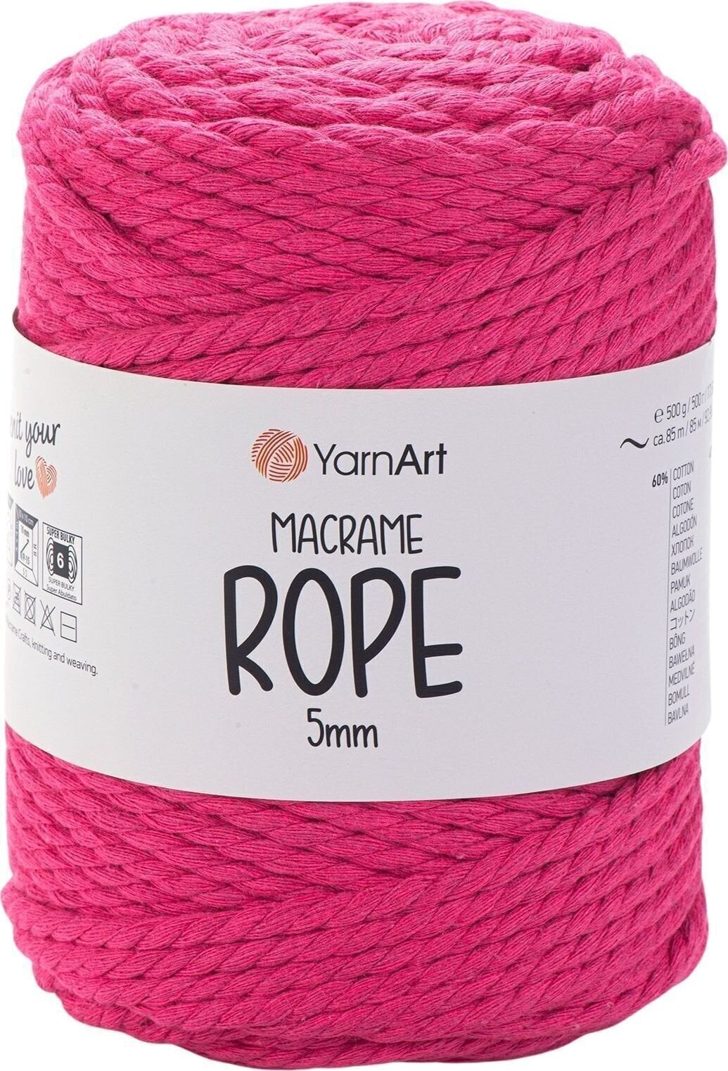 Vrvica Yarn Art Macrame Rope 5 mm 85 m 803 Magenta Vrvica