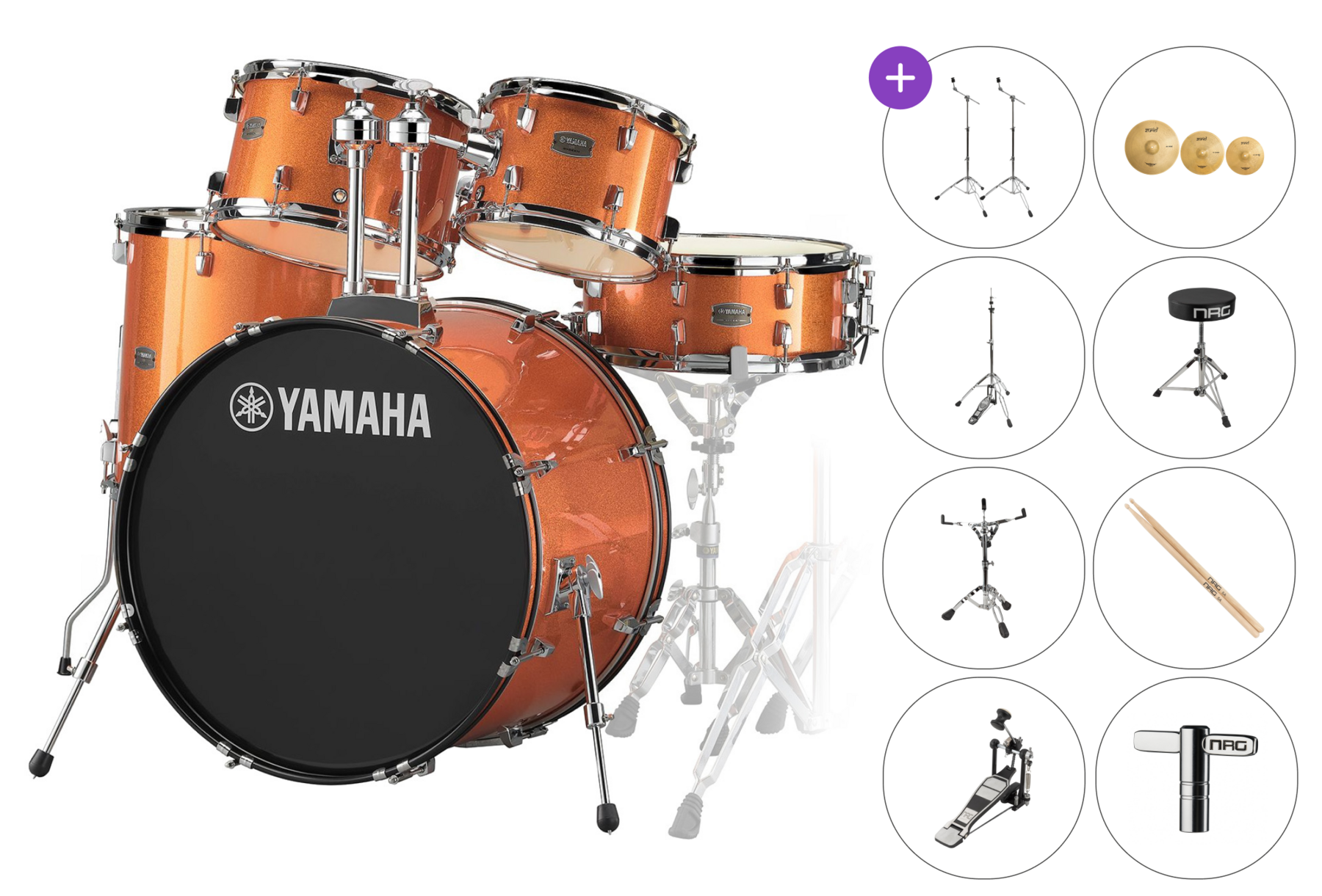 Trummikomplekt Yamaha RDP2F5ORG Rydeen SET Orange Glitter Trummikomplekt