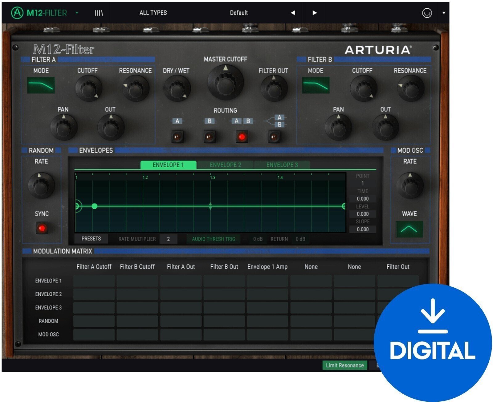 Štúdiový softwarový Plug-In efekt Arturia M12-Filter (Digitálny produkt)