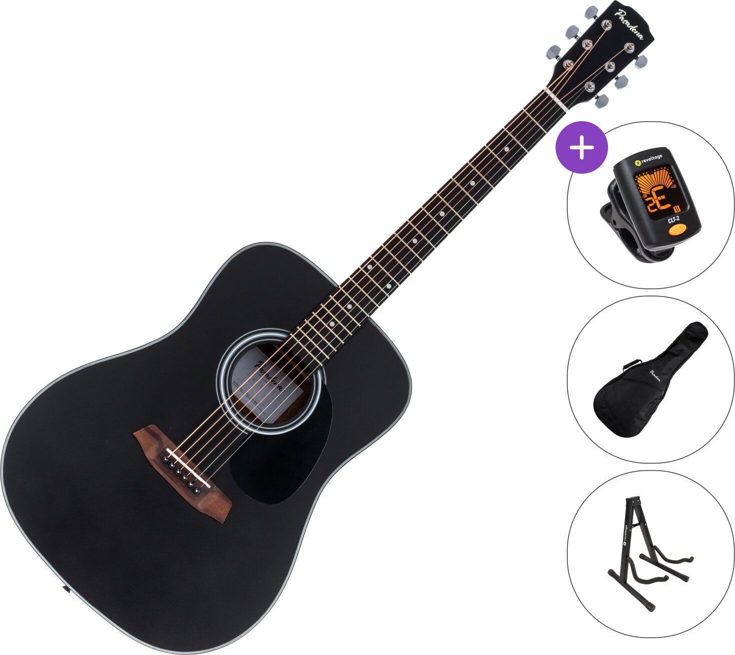 Akustikgitarre Pasadena PD-100 SET Black Akustikgitarre