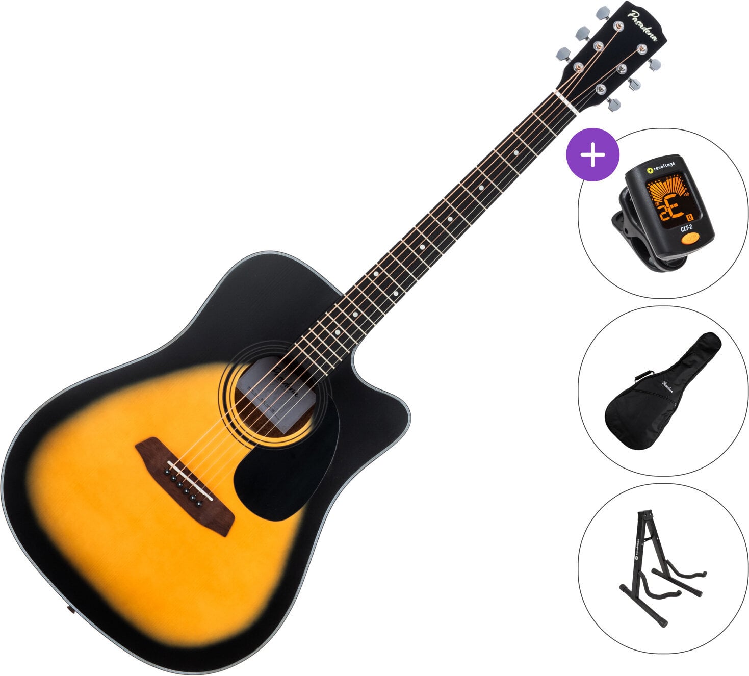 Dreadnought Guitar Pasadena PDC-100 SET Sunburst Dreadnought Guitar