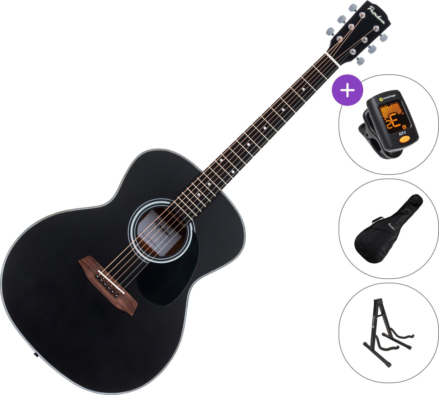 Jumbo Akustikgitarre Pasadena PG-100 SET Black Jumbo Akustikgitarre