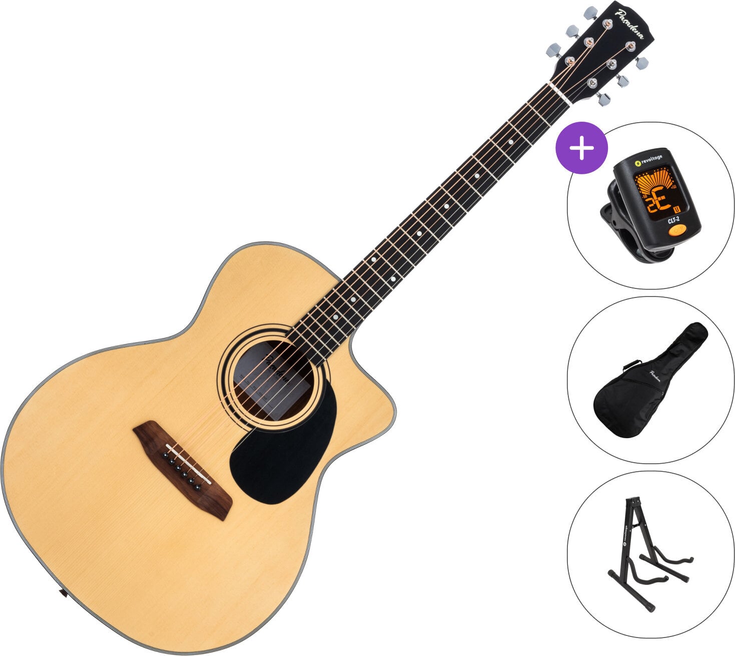 Akustična kitara Jumbo Pasadena PGC-100 SET Natural Akustična kitara Jumbo
