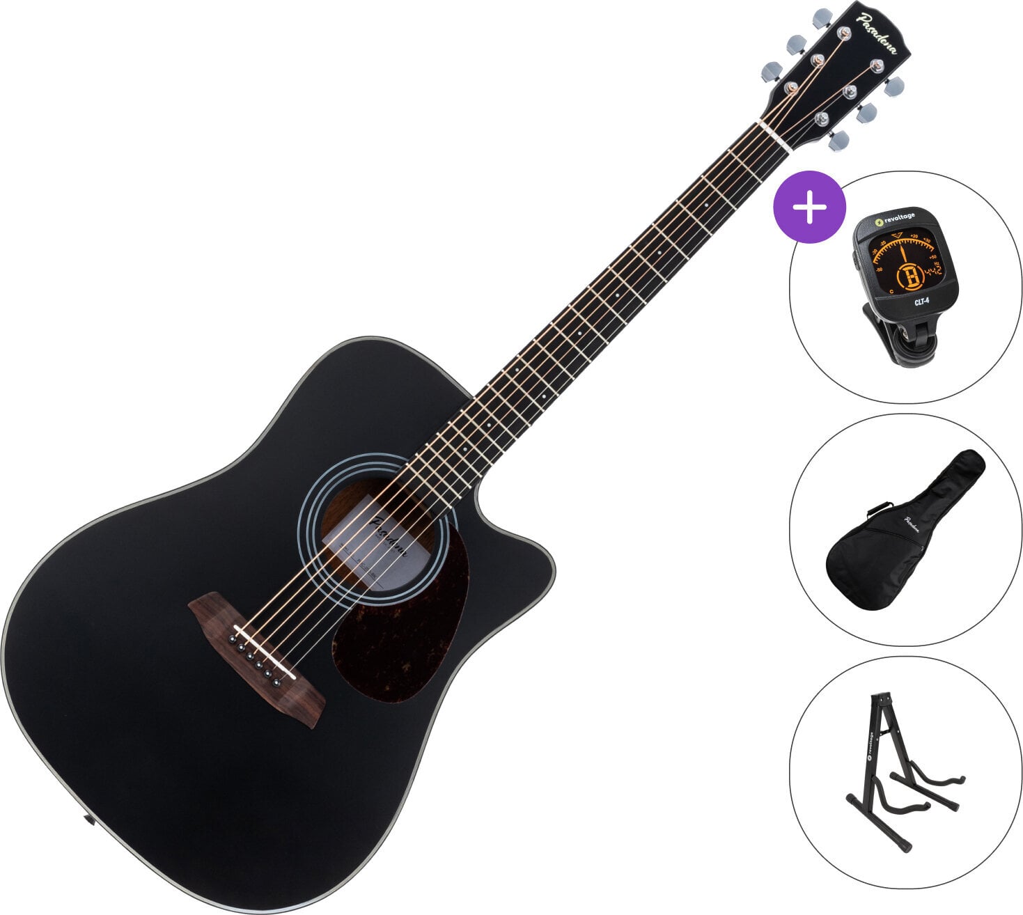 Akustična kitara Pasadena PDC-200 SET Black Akustična kitara