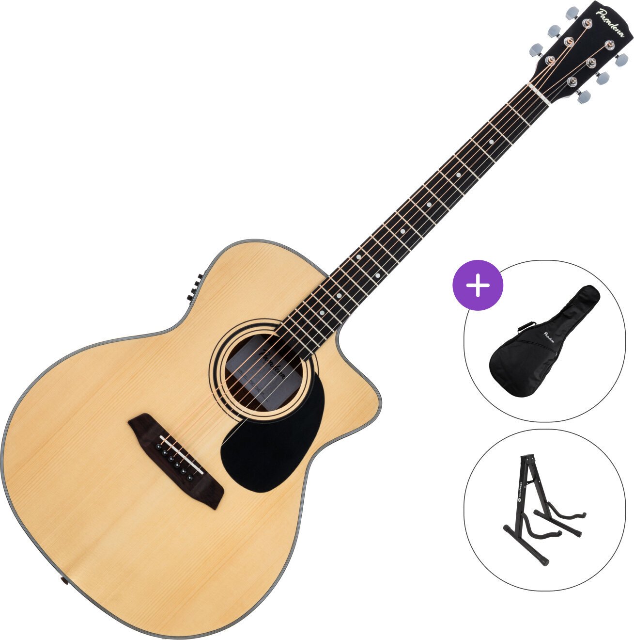 electro-acoustic guitar Pasadena PGC-100E SET Natural electro-acoustic guitar