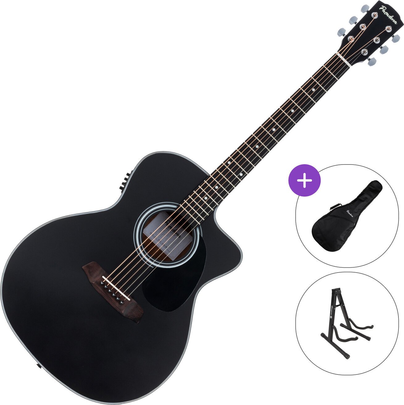 electro-acoustic guitar Pasadena PGC-100E SET Black electro-acoustic guitar