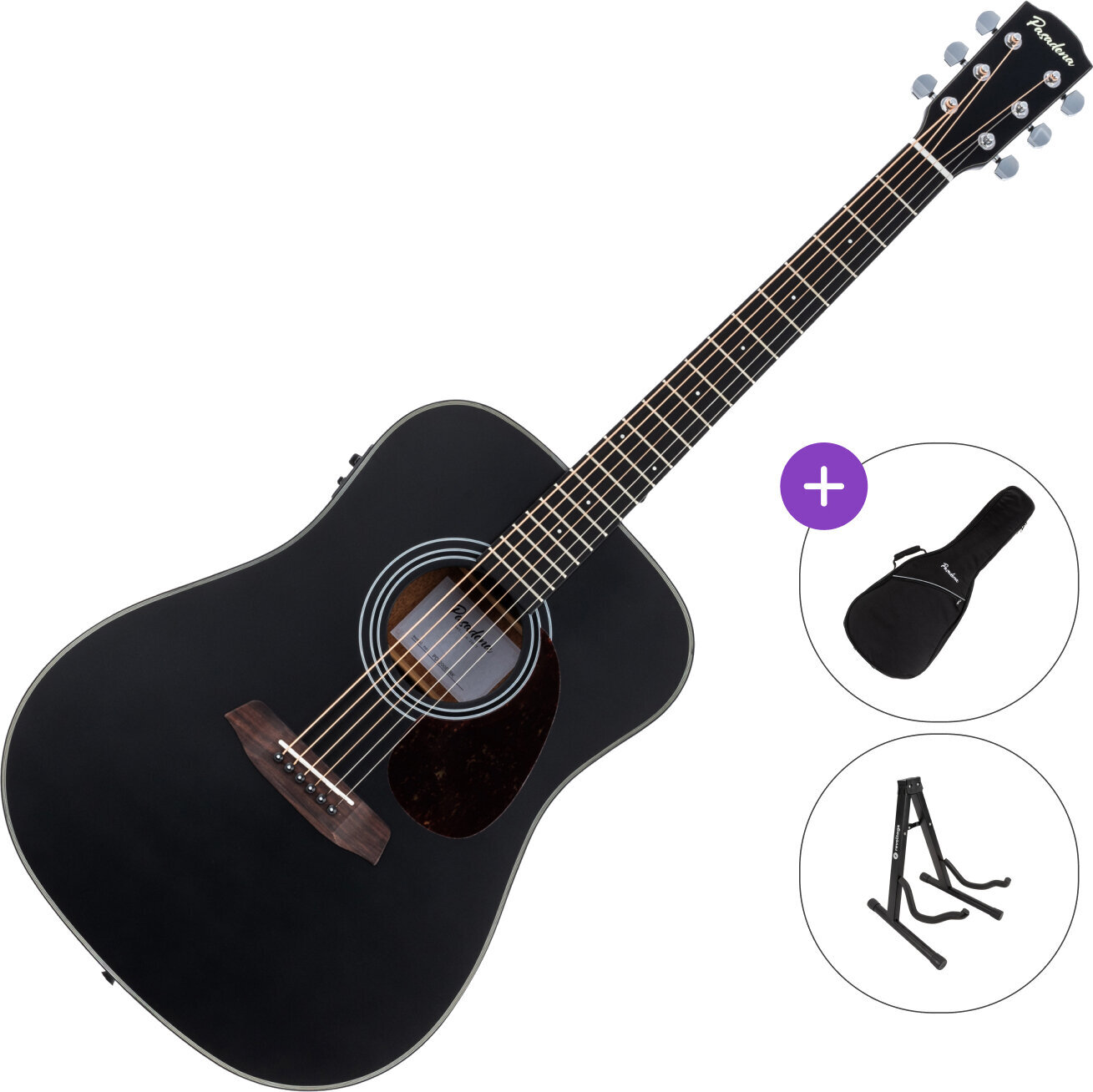 electro-acoustic guitar Pasadena PD-200E SET Black electro-acoustic guitar