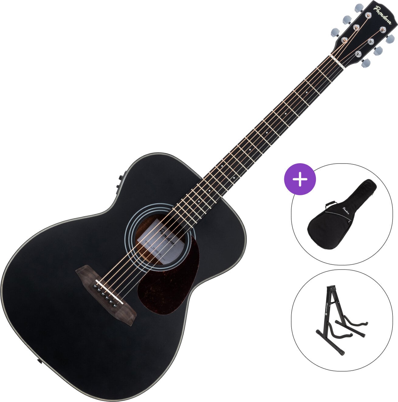 electro-acoustic guitar Pasadena PG-200E SET Black electro-acoustic guitar