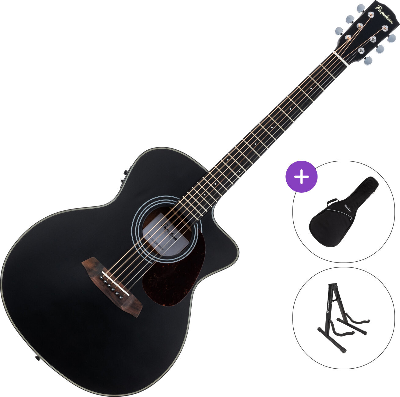 electro-acoustic guitar Pasadena PGC-200E SET Black electro-acoustic guitar